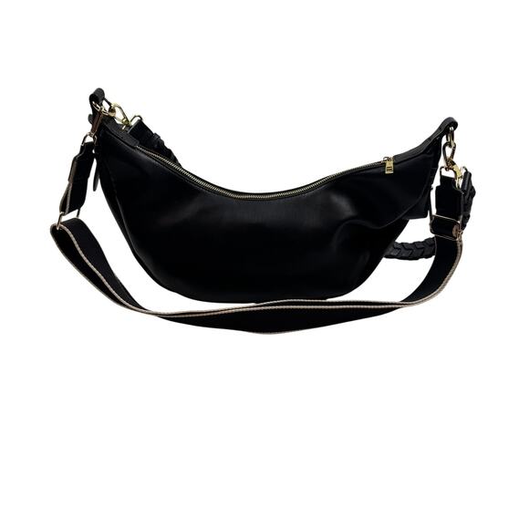 Jules Kae Black Vegan Leather Zola Crescent Hobo Shoulder/Cross Body Bag - Picture 4 of 8